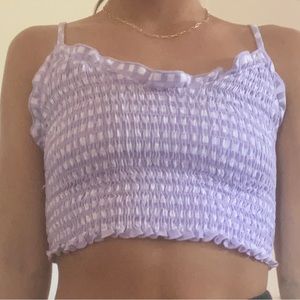 Purple checked cropped top